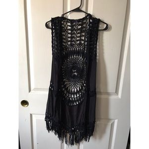 Black, Crochet Vest